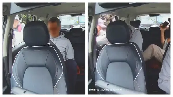Veja o momento em que casal é surpreendido por 'quebra-vidro' em carro por aplicativo; vídeo