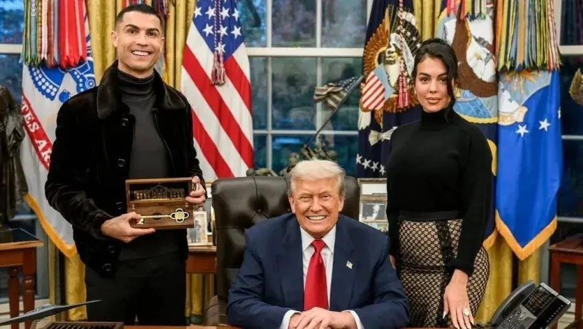 Vídeo publicado por Trump mostra montagem com Cristiano Ronaldo feita por inteligência artificial. Foto: Divulgação / Redes sociais, 