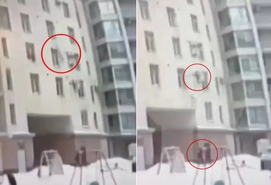 Zelador amortece queda de menino do 7º andar e evita tragédia (Foto: Reprodução/Redes sociais)