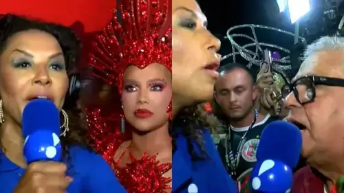 Repórter denuncia agressões durante estreia de Virginia na Grande Rio - Foto: Reprodução/RedeTV!