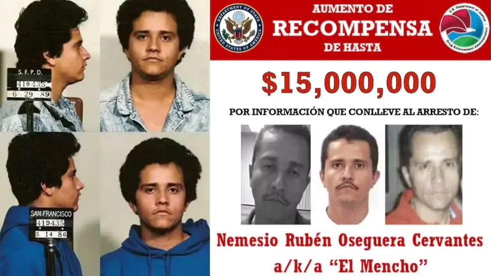 EUA chegaram a oferecer recompensa de US$ 15 milhões por informações que levassem à captura de El Mencho. — Foto: Departamento de Justiça dos EUA