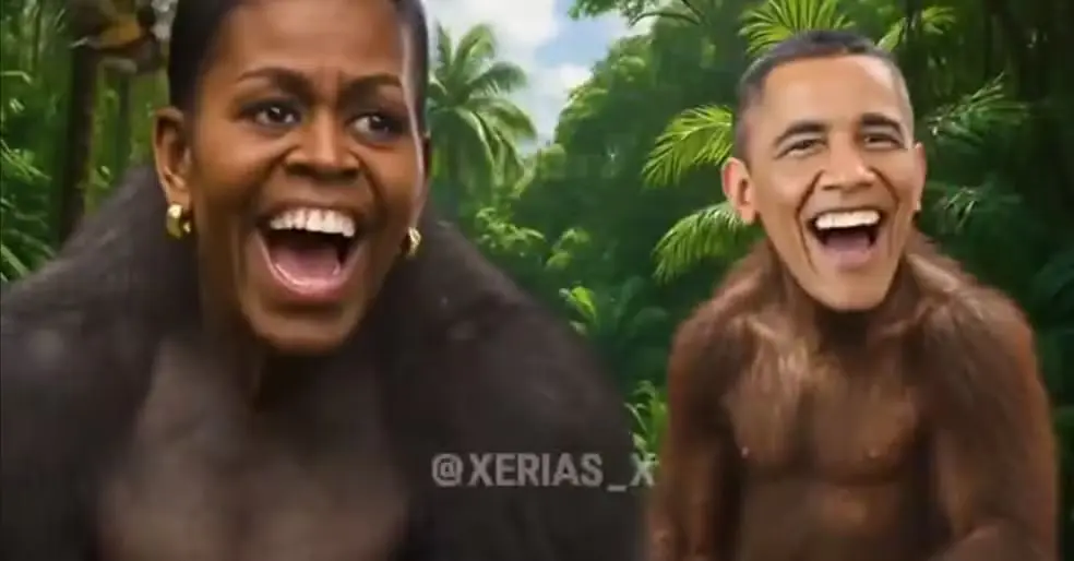 Postagem de Donald Trump mostra o casal Obama como macacos. — Foto: Reprodução/truthsocial/@realDonaldTrump