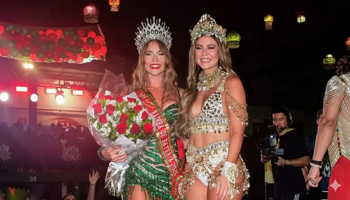 Veja como foi o encontro entre Virginia e Paolla Oliveira em desfile da Grande Rio (Foto: Reprodução)