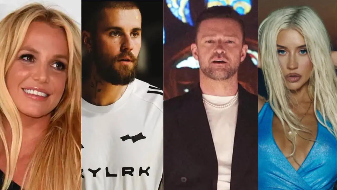 Britney Spears, Justin Bieber, Justn Timberlake e Christina Aguilera (Reprodução/Redes Sociais)