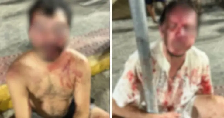 Homens são espancados por populares após suposto sequestro (Foto: Redes Sociais)