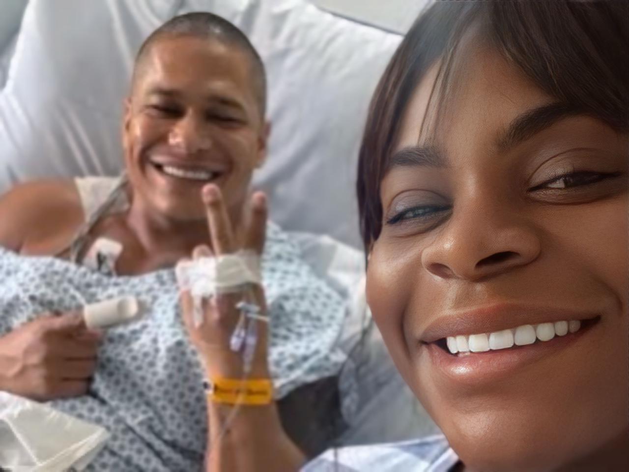 Jojo Todynho com Thiago Gonçalves no hospital enquanto ele ainda estava internado || Reprodução: Redes Sociais 
