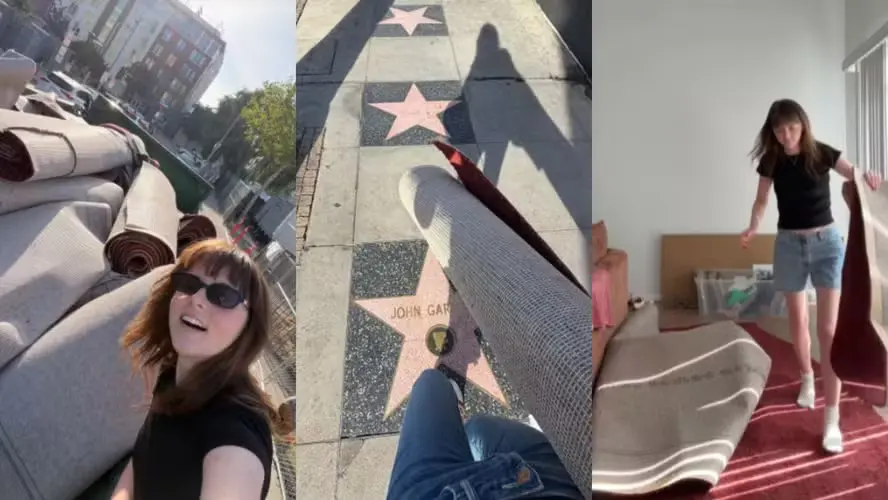 Influenciadora viraliza ao resgatar tapete do Oscar em caçamba de lixo; vídeo