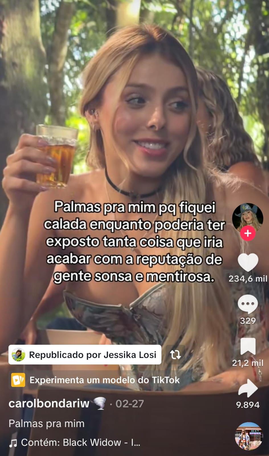 Novo vídeo repostado por Jéssica, apontado como indireta || Reprodução: Redes Sociais 