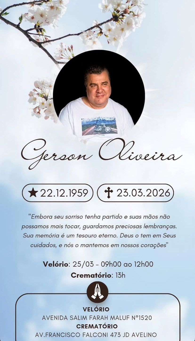 Divulgação do Velório de Gerson Brenner || Reprodução: Redes Sociais 