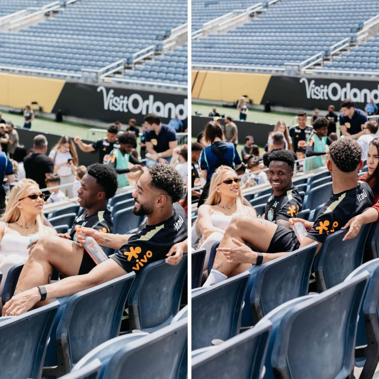 Virginia e Vini Jr. são flagrados em clima de romance durante treino da Seleção Brasileira em Orlando || Imagem/Reprodução: Berbet Raw