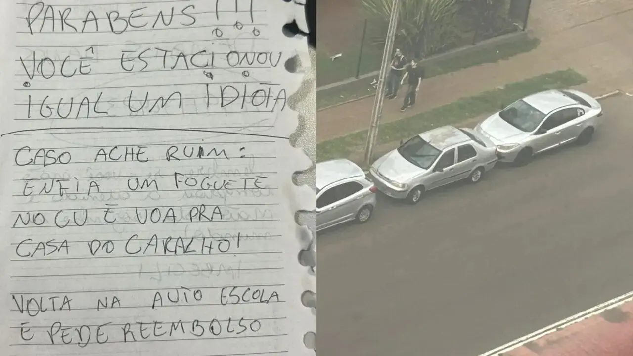 ‘Parabéns, você estacionou igual um idiota’: bilhete em carro chama atenção