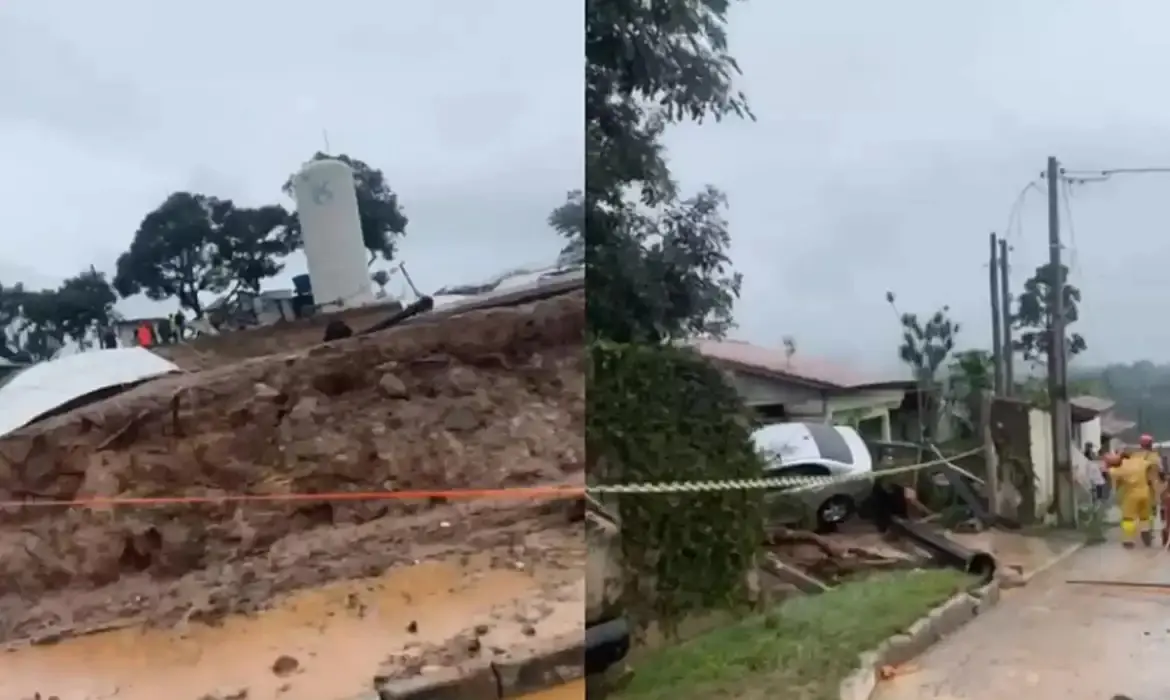 Rompimento de reservatório da Sabesp em Mairiporã deixou um morto e provocou danos a casas e veículos. Foto: Divulgação / Corpo de Bombeiros.