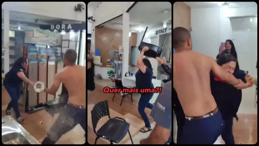 Vídeo mostra início da briga entre o influenciador Ben Mendes e gerente de loja (Foto: Reprodução/Redes sociais)