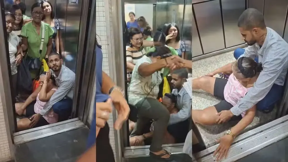 Elevador despenca nove andares em prédio comercial e deixa grávida e idosa feridas (Foto: Reprodução)