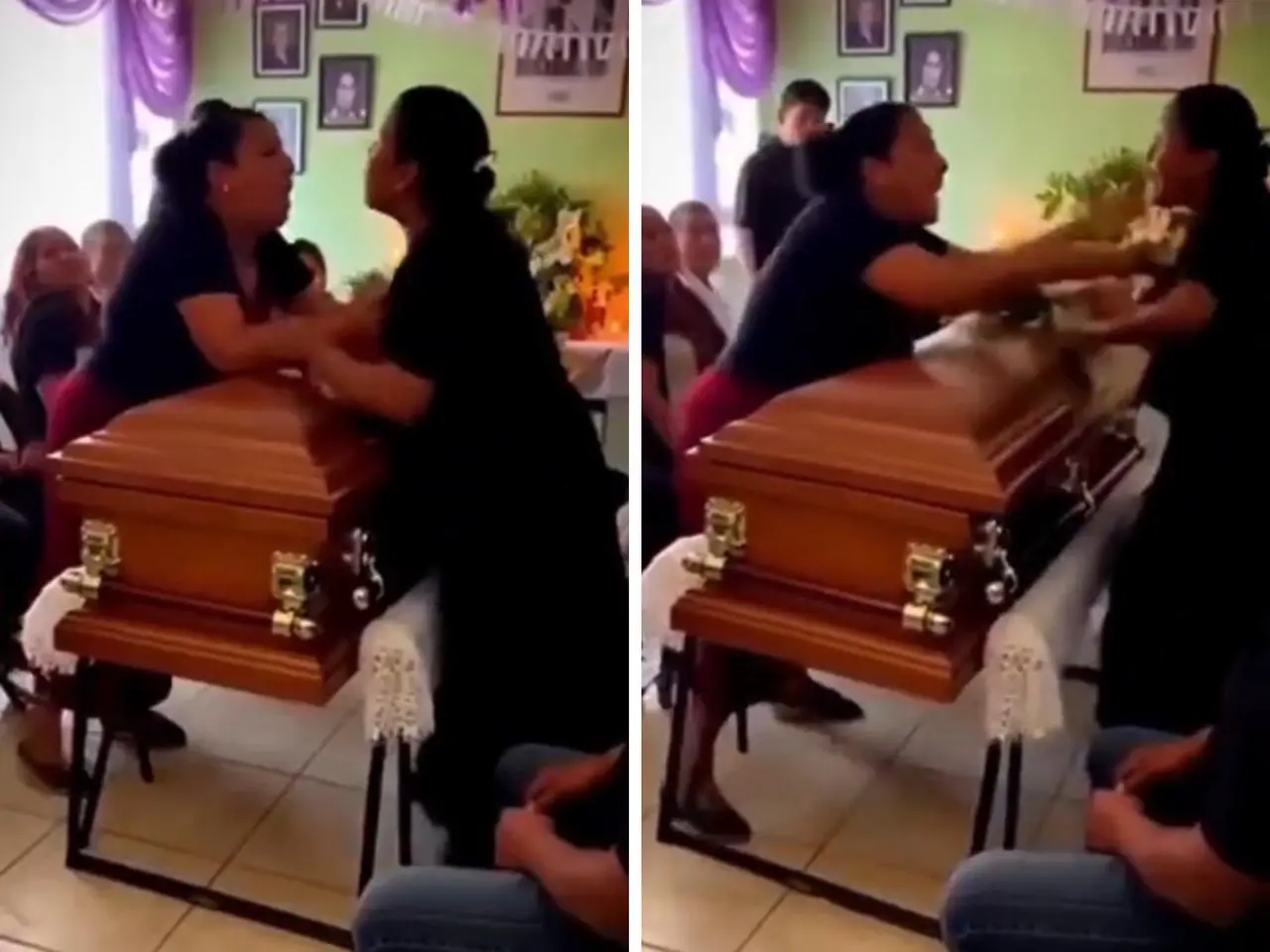 Mulheres descobrem traição do defunto e brigam durante velório || Reprodução: Redes Sociais 