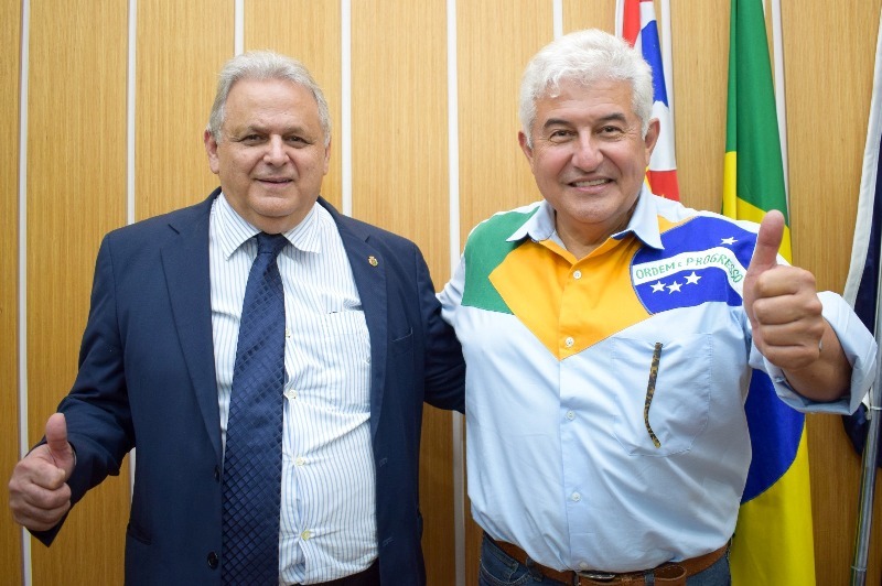 O Senador Marcos Pontes e o presidente da câmara de vereadores de São Caetano, Doutor Seraphim - Foto: Divulgação