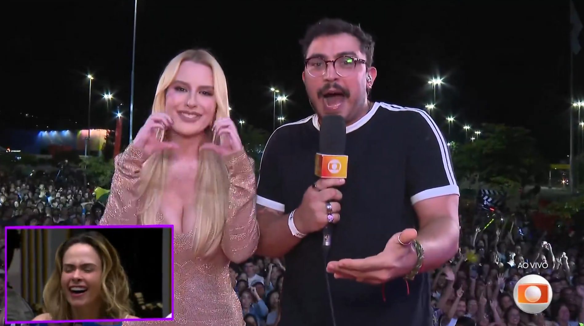 Fernanda Keulla participou da torcida (Foto: Reprodução / TV Globo)