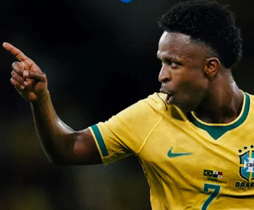 Vini Jr. em jogo da seleção brasileira