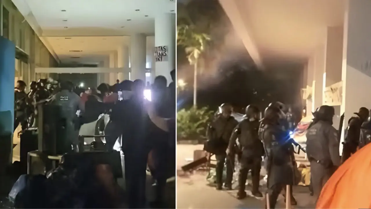 Polícia Militar usa cassetetes e bombas de gás para desocupar reitoria da USP, no Butantã, Zona Oeste de São Paulo (Foto: Reprodução/Redes Sociais)