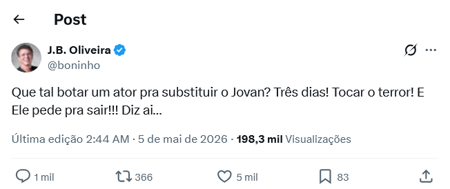Boninho dá ideia emergencial para suprir desistência na Casa do Patrão (Foto: Redes Sociais)