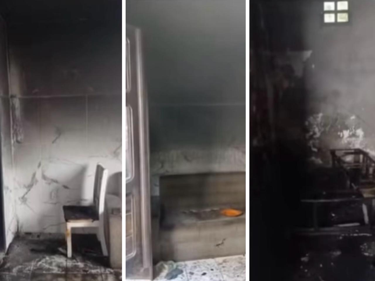 Como ficou a casa incendida em Serrinha, na Bahia || Reprodução: Portal Cleriston Silva