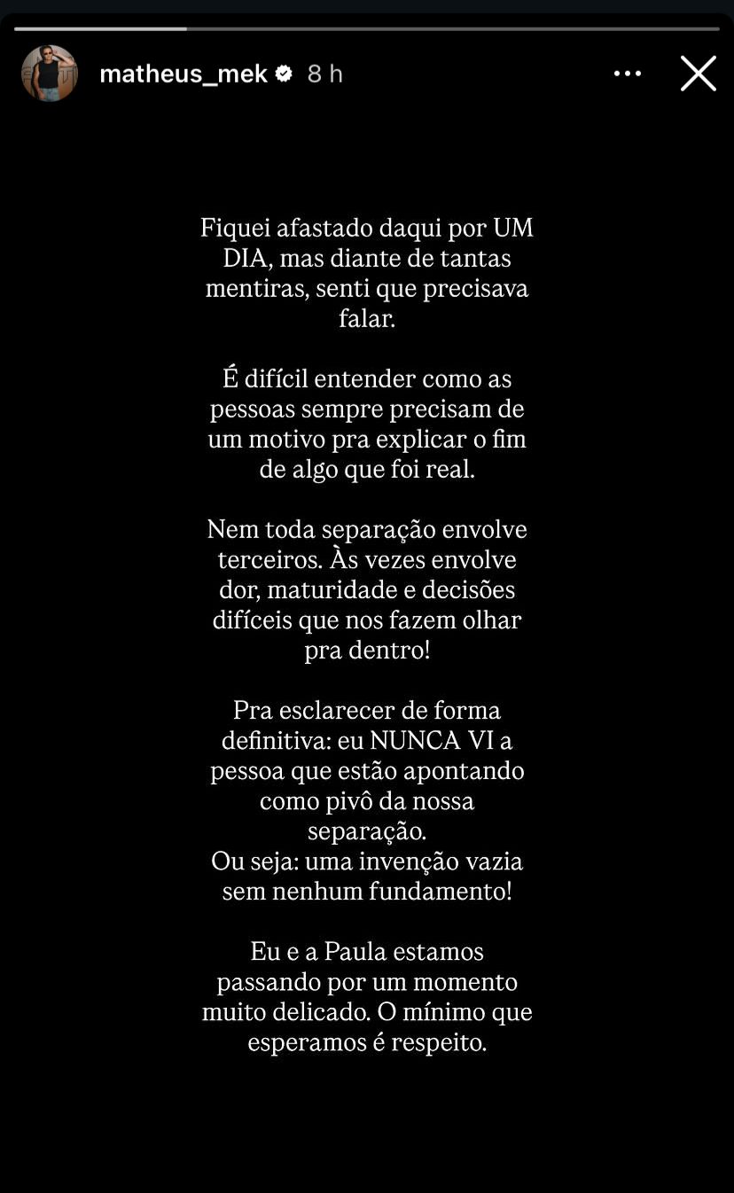 Matheus comentou o assunto nas redes sociais 