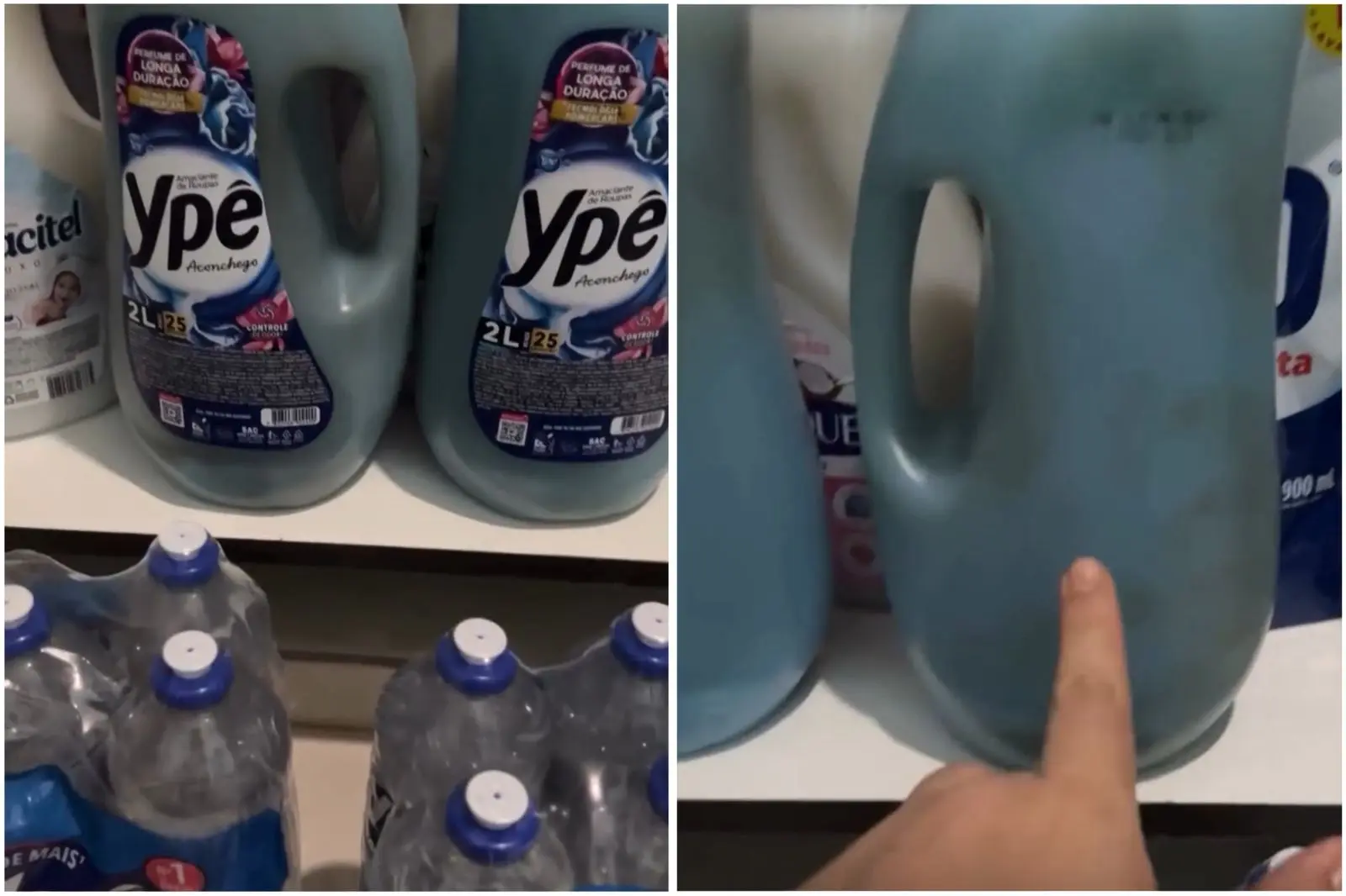 Mulher mostra aparência estranha de produtos da Ypê após alerta da Anvisa (Foto: Reprodução/Redes sociais)