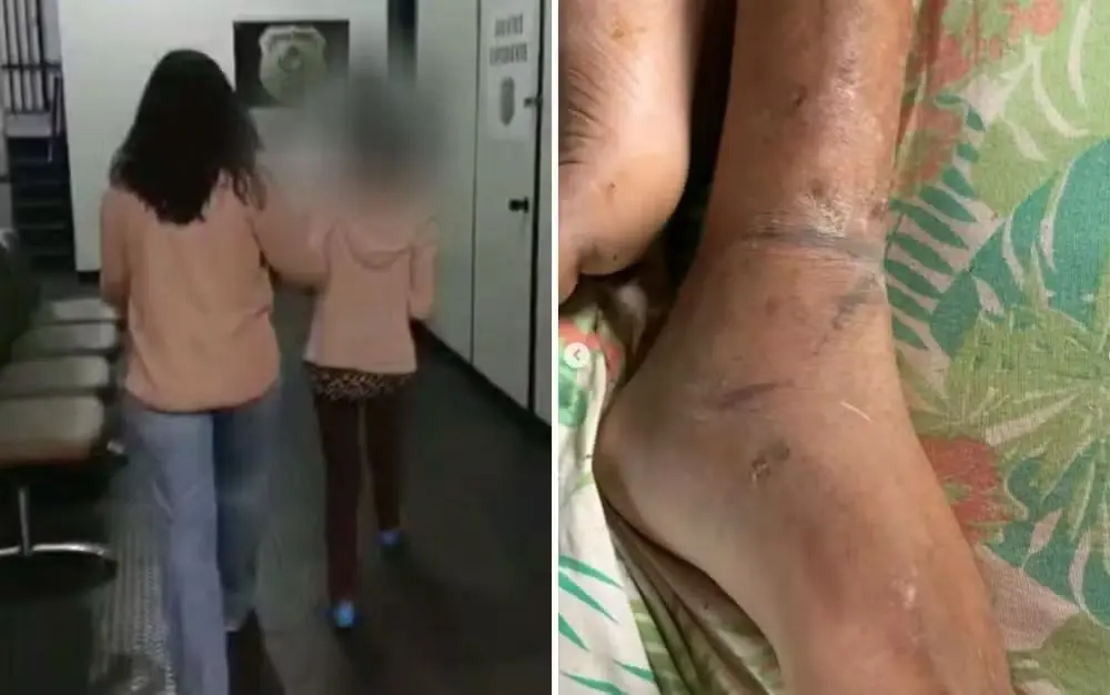 Mãe é presa após filho ser mantido acorrentado comendo as próprias vezes (Foto: Reprodução)