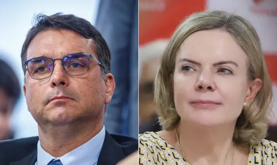 Gleisi Hoffmann e Flavio Bolsonaro - Foto: Reprodução/Redes Sociais 