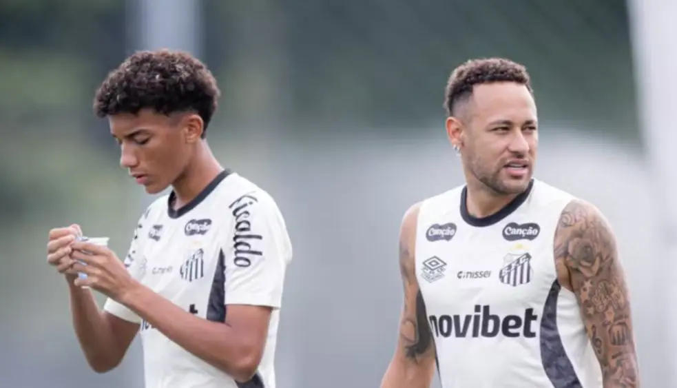 Neymar e Robinho Jr. (Foto: Divulgação/Santos F.C)