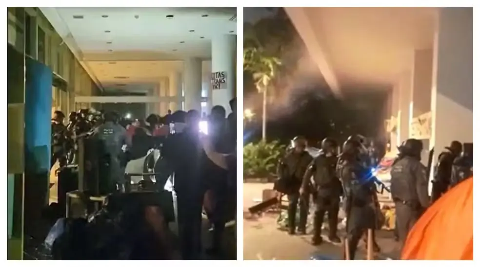 Vídeos mostram confusão entre estudantes e a PM durante ocupação da USP (Foto: Reprodução/Redes sociais)