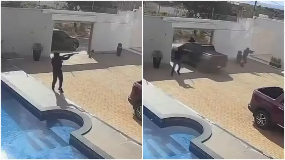 Homens armados arrombam portão, disparam vários tiros e matam empresário em Juazeiro do Norte — Foto: TV Verdes Mares/Reprodução