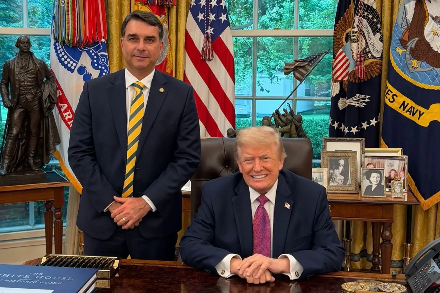 Flávio Bolsonaro e Donald Trump - Foto: Reprodução/Redes Sociais 