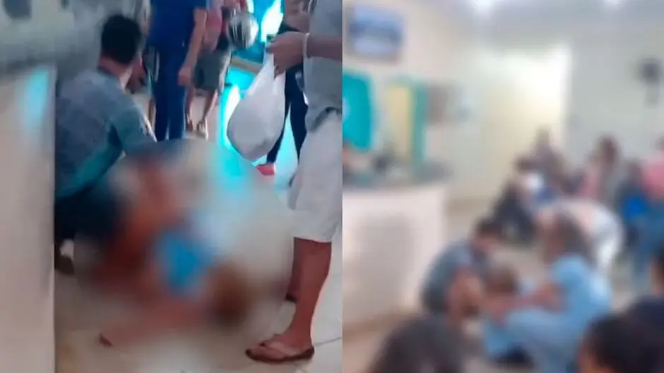Mulher desmaia após horas esperando atendimento em UPA lotada (Foto: Reprodução/Redes sociais)