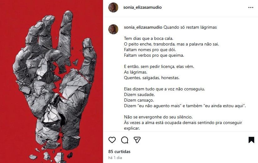 Publicação da mãe de Eliza Samudio nas redes sociais 