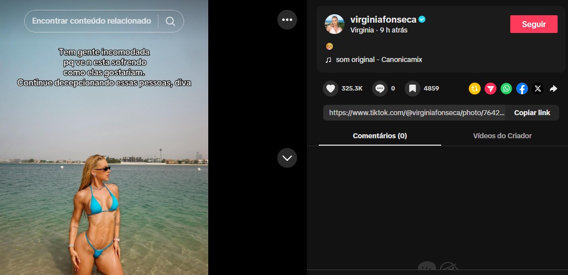 Virginia exibe boa forma em Dubai e manda indireta afiada 