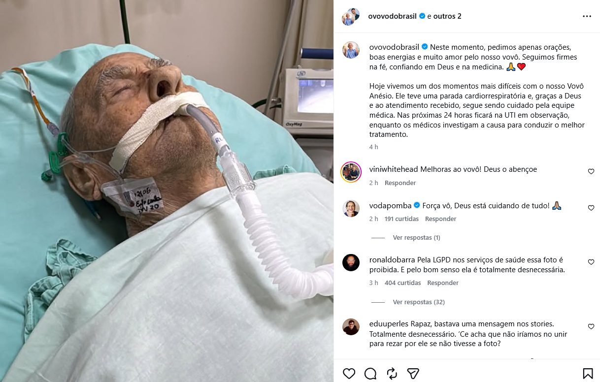 Vovô Anésio é internado (Foto: Redes Sociais)