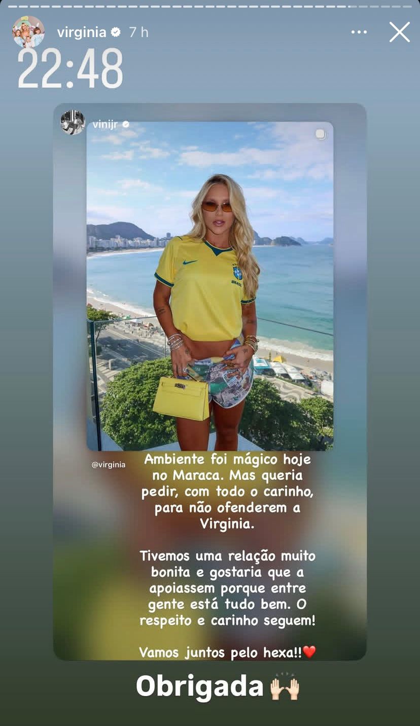 Virginia reage publicação de Vini Jr. 