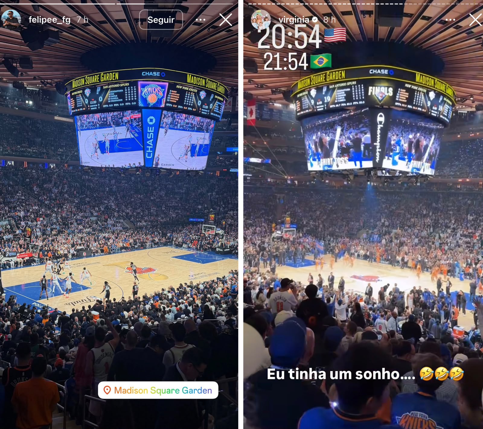 Virginia Fonseca assiste a final da NBA em Nova York no mesmo setor que amigo de Vini Jr.