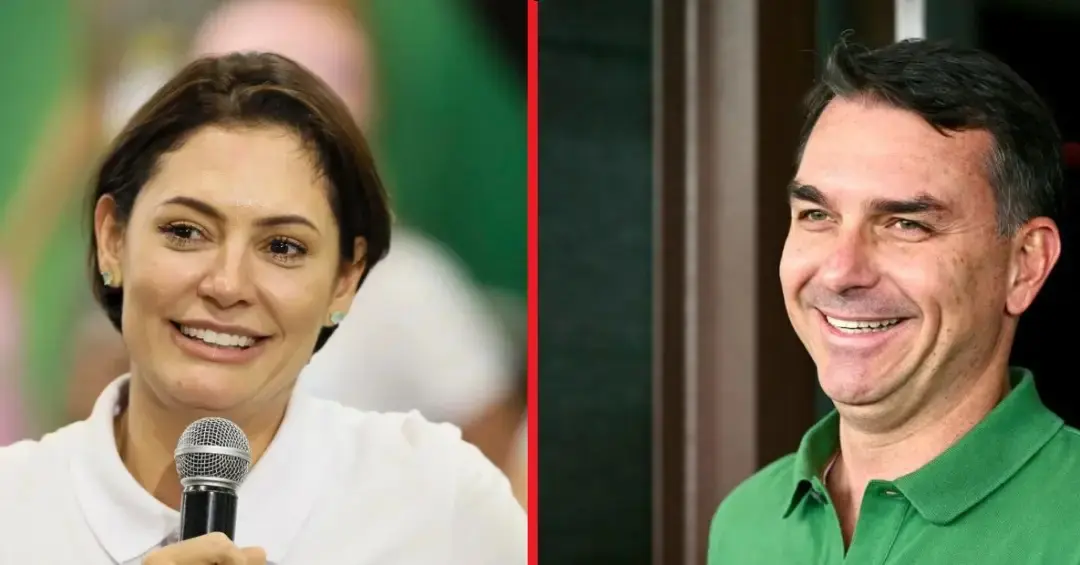 Atrito entre Michelle e Flávio Bolsonaro expõe divergências dentro do bolsonarismo sobre a estratégia eleitoral do PL no Ceará. Foto: Reprodução.