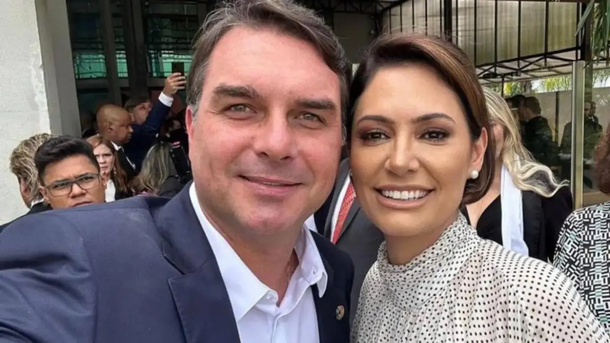 Michelle e Flávio Bolsonaro (Foto: Reprodução/Redes sociais)