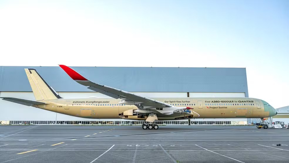 Avião A350-1000ULR, fabricado pela Airbus, foi encomendado pela companhia aérea australiana Qantas — Foto: Divulgação/Qantas