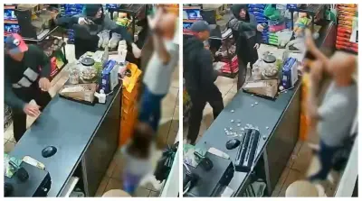 Criminosos armados invadem comercio e ameaçam homem na frente da filha; veja vídeo