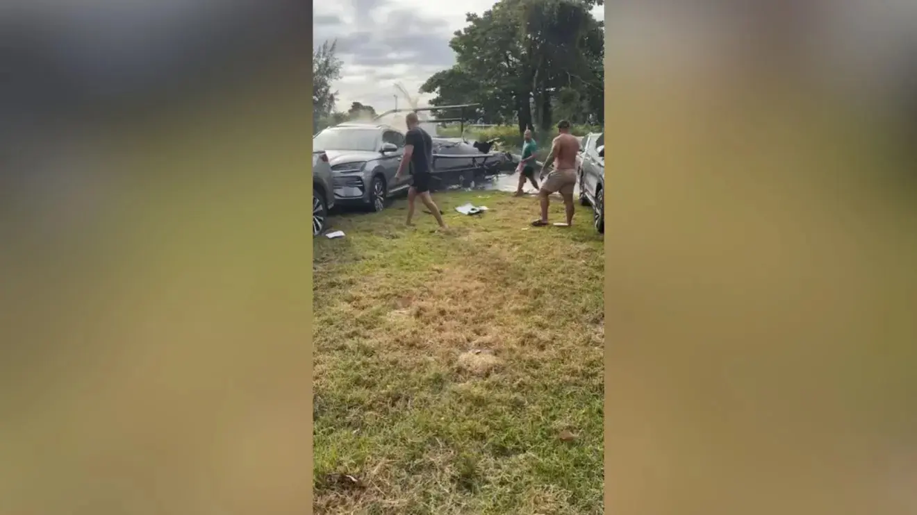 Dois helicópteros se chocam no ar, explodem e deixam mortos no RJ (Foto: Reprodução/Redes sociais)