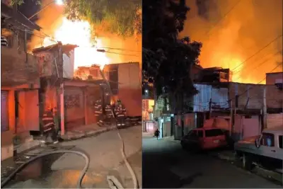Incêndio de grandes proporções atinge Paraisópolis e destrói barracos; veja vídeo