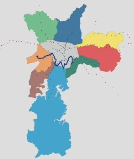 Mapa mostra trajeto de um dos sentidos da linha; somadas, ida e volta completam 78,3 km, distância maior do que a das duas pontas extremas da cidade - Foto: Reprodução/SPTrans