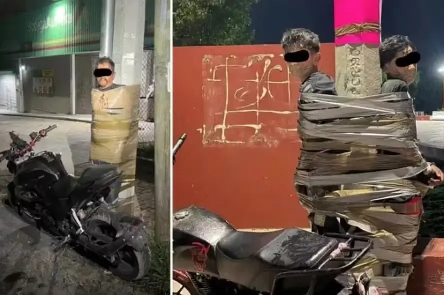 ‘Batman’ é procurado pela polícia após amarrar suspeitos de roubar motos- Foto: Reprodução/X