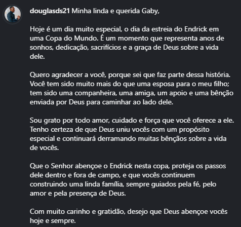 Gabriely Miranda e Douglas, pai de Endrick