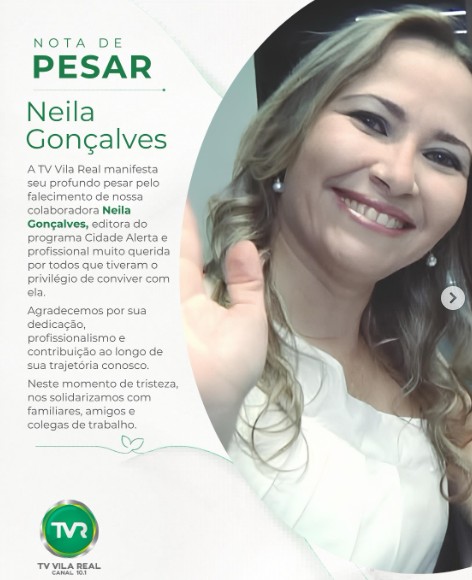 Nota de pesar publicada pela TV Vila Real 