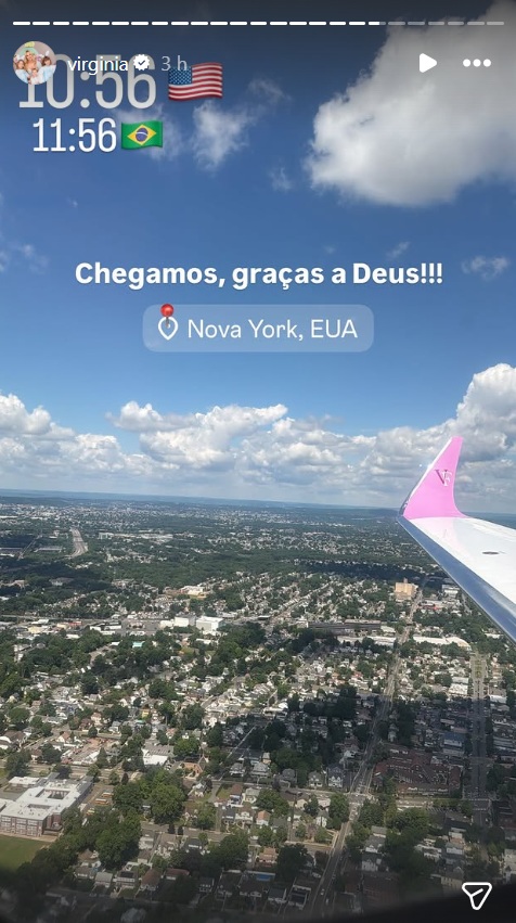 Virginia chega aos EUA. Reprodução/redes sociais